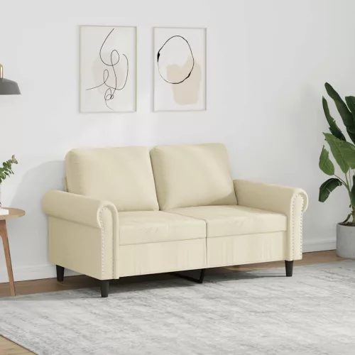 2 személyes krémszínű műbőr kanapé 120 cm