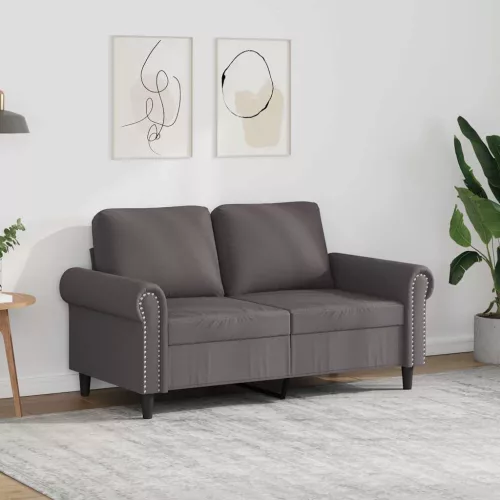 2 személyes szürke műbőr kanapé 120 cm
