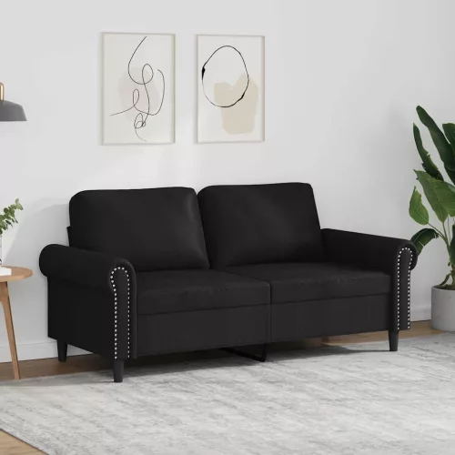 2 személyes fekete műbőr kanapé 140 cm