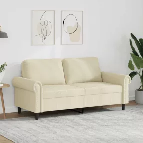 2 személyes krémszínű műbőr kanapé 140 cm
