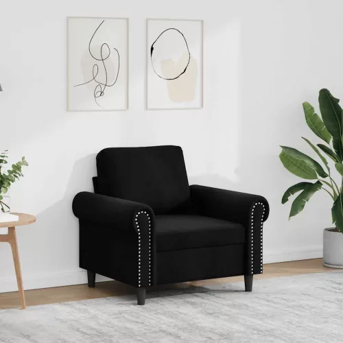 Fekete bársony kanapéfotel 60 cm