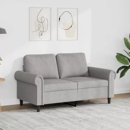 Kétszemélyes világosszürke bársony kanapé 120 cm