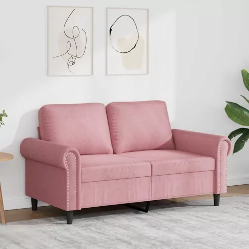 Kétszemélyes rózsaszín bársony kanapé 120 cm