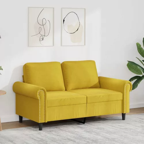 Kétszemélyes sárga bársony kanapé 120 cm
