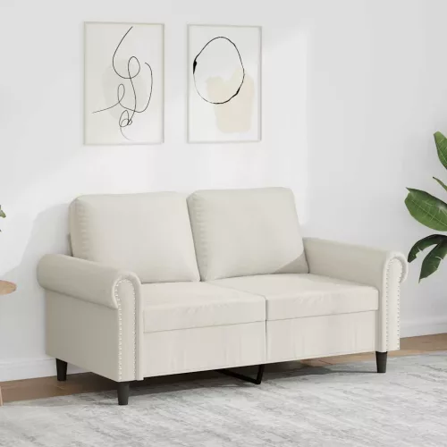 Kétszemélyes krémszínű bársony kanapé 120 cm
