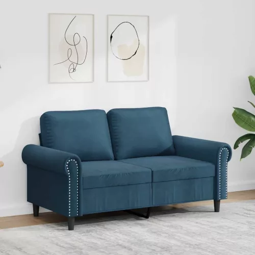Kétszemélyes kék bársony kanapé 120 cm