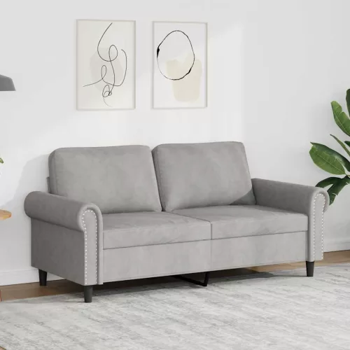 Kétszemélyes világosszürke bársony kanapé 140 cm