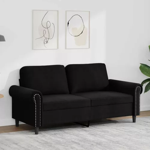 Kétszemélyes fekete bársony kanapé 140 cm