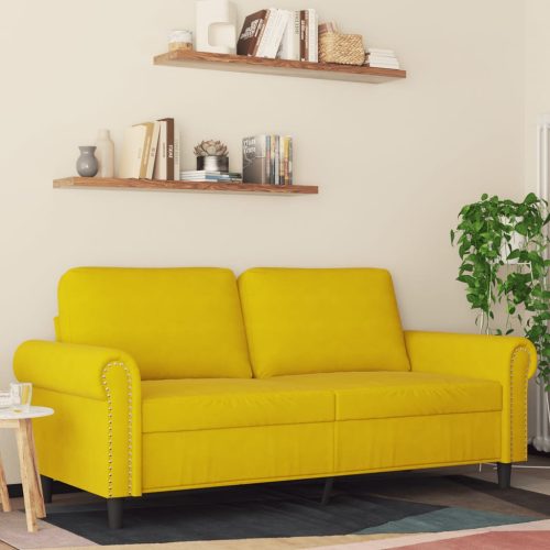 kétszemélyes sárga bársony kanapé 140 cm
