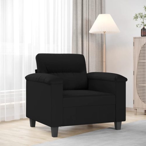 fekete mikroszálas szövet kanapéfotel 60 cm