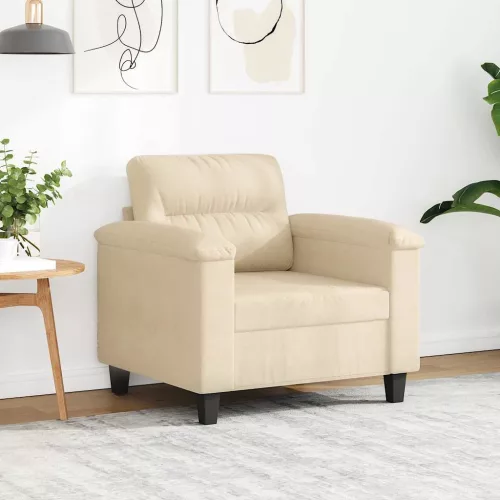 Krémszínű mikroszálas szövet kanapéfotel 60 cm