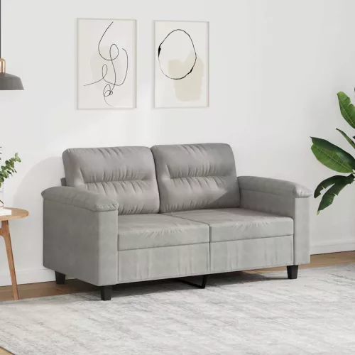 Kétszemélyes világosszürke mikroszálas szövetkanapé 120 cm
