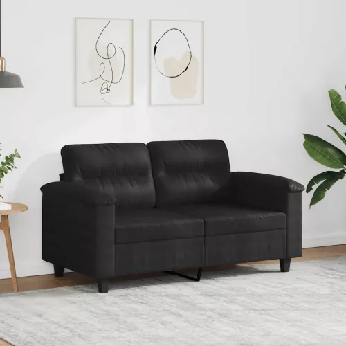 Kétszemélyes fekete mikroszálas szövetkanapé 120 cm