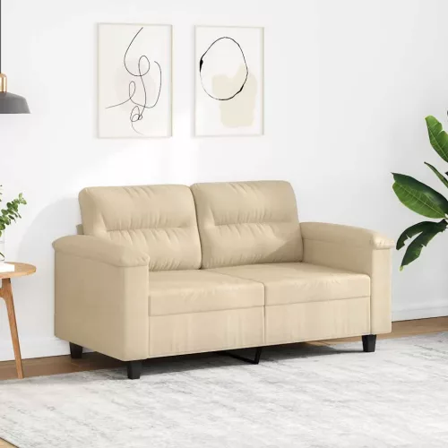 Kétszemélyes krémszínű mikroszálas szövetkanapé 120 cm