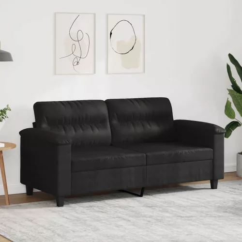 Kétszemélyes fekete mikroszálas szövetkanapé 140 cm