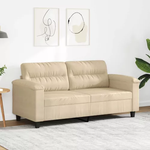 Kétszemélyes krémszínű mikroszálas szövetkanapé 140 cm