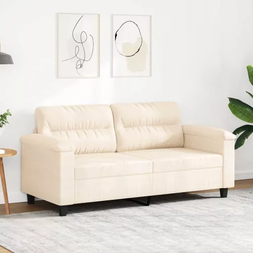 Kétszemélyes bézs mikroszálas szövetkanapé 140 cm