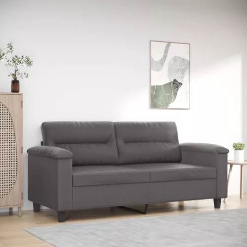 2 személyes szürke műbőr kanapé 140 cm