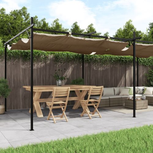 tópszínű pergola behúzható tetővel 589 x 292 x 230 cm