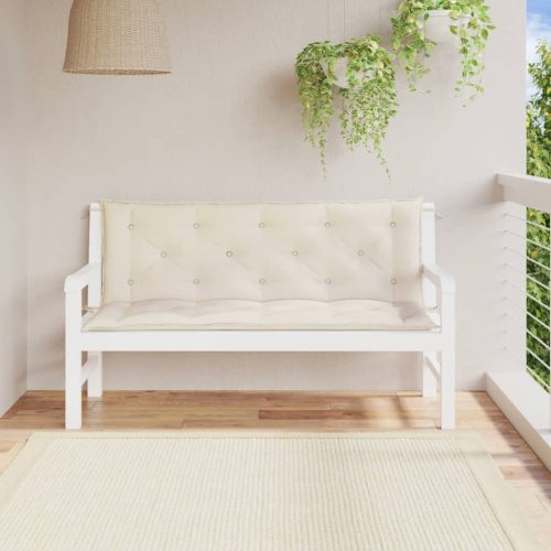 2 db krémfehér oxford szövet kerti padpárna 150 x 50 x 7 cm
