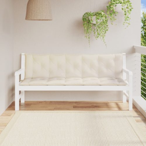 2 db krémfehér oxford szövet kerti padpárna 180 x 50 x 7 cm