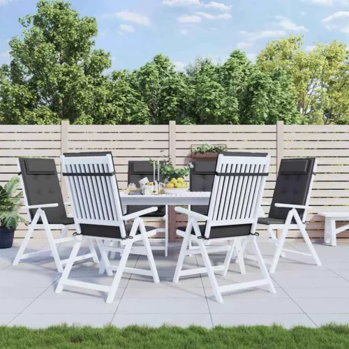 6 db antracitszürke oxford szövet magas háttámlájú székpárna