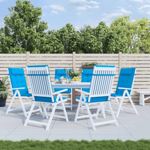 6 db világoskék oxford szövet magas háttámlájú székpárna