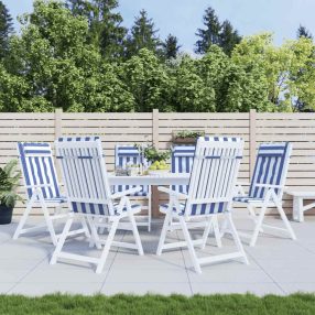   6 db kék/fehér csíkos oxford szövet magas háttámlájú székpárna