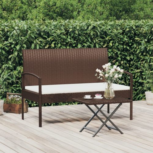  barna polyrattan kerti pad párnával 105 cm