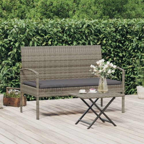  szürke polyrattan kerti pad párnával 105 cm