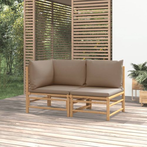 2 részes bambusz kerti ülőgarnitúra tópszínű párnákkal