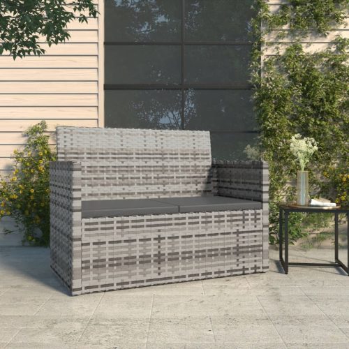  szürke polyrattan kerti pad párnákkal 105 cm