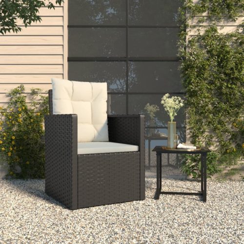 Fekete polyrattan kerti fotel párnákkal