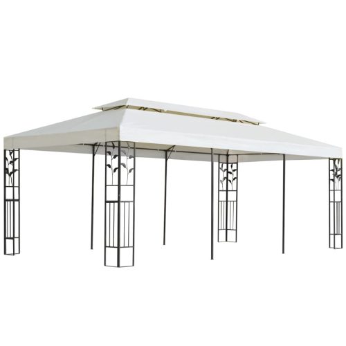 fehér acél pavilon dupla tetővel 6 x 3 m