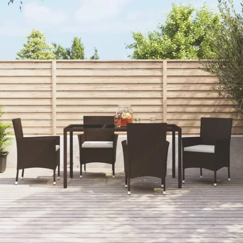 4 db barna polyrattan kerti szék párnákkal