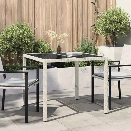 Kerti Asztal Fehér 90 x 90 x 75 cm polirattan