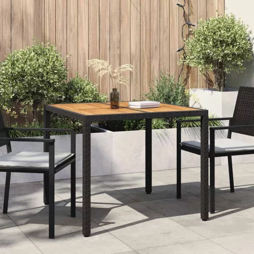 Kerti Asztal Fekete 90 x 90 x 75 cm polirattan