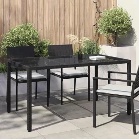 Kerti Asztal Fekete 150 x 90 x 75 cm polirattan