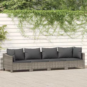 4 darabos szürke polyrattan kerti bútor szett párnákkal