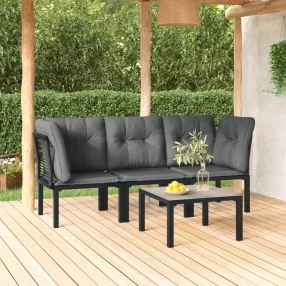   4 részes fekete és szürke polyrattan kerti ülőgarnitúra