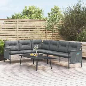 Antracitszürke acél és textil kerti sarokkanapé
