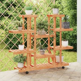   vidaXL tömör fenyőfa virágtartó állvány kerekekkel 110 x 25 x 115 cm