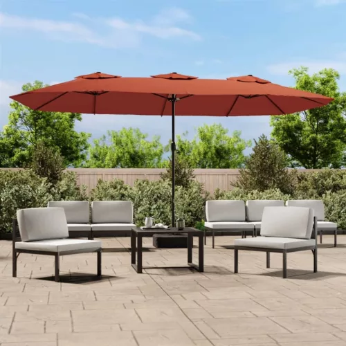terrakotta dupla tetős LED-es napernyő 449x265 cm