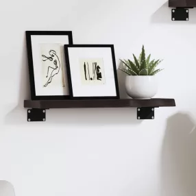 sötétbarna kezelt tömör tölgyfa fali polc 40x10x2 cm