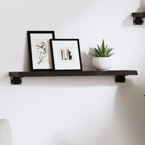 sötétbarna kezelt tömör tölgyfa fali polc 60x10x2 cm