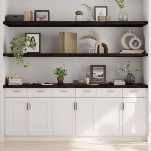 sötétbarna kezelt tömör tölgyfa fali polc 200 x 60 x (2-4) cm