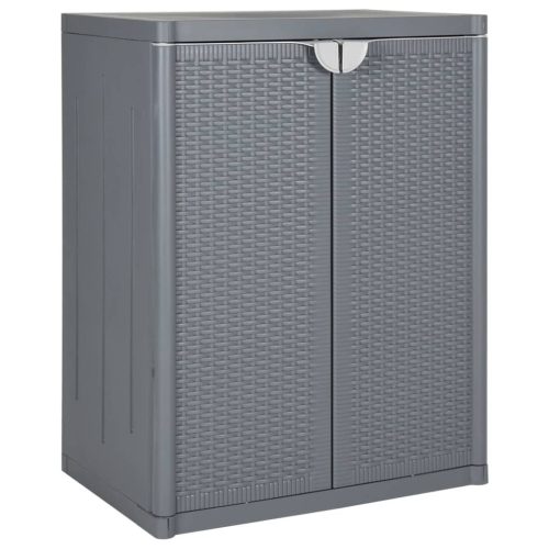  szürke PP rattan kerti tárolószekrény 65 x 45 x 88 cm