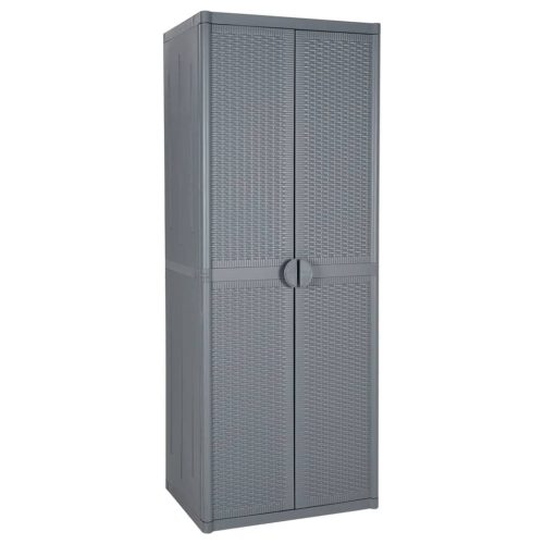  szürke PP rattan kerti tárolószekrény 65 x 45 x 172 cm