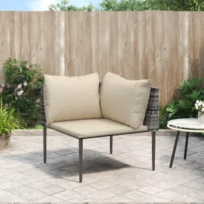 Szürke polyrattan kerti sarokkanapé párnákkal