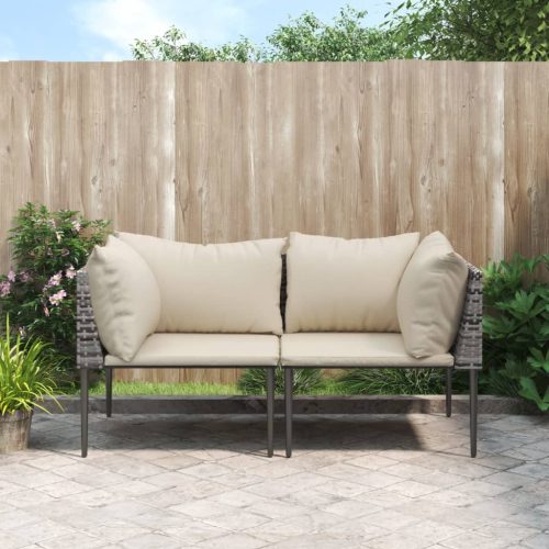 vidaXL 2 db szürke polyrattan kerti sarokkanapé párnával